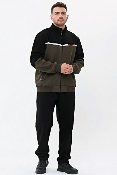 Marco Ferry Khaki Men's 3 Thread Rose Gold Half Turtleneck Winter Plus Size Tracksuit Set Edy5206h