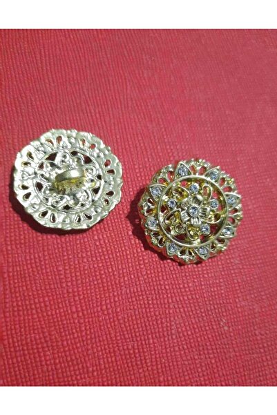 İMREN AKSESUAR زر معدني مطلي بالذهب الفاتح مقاس 2.5 سم من إسما تاشلي، قطعتان