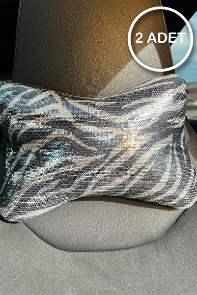 TASARIM ARABAM ATİKE ELİF AKIN Pernă pentru gât cu paiete, model zebră, 2 bucăți