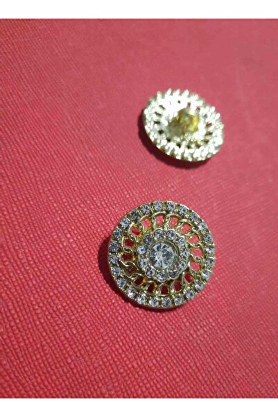 İMREN AKSESUAR Μεταλλικό κουμπί με επιχρυσωμένη πέτρα - 2,5 εκ., 2 τεμάχια