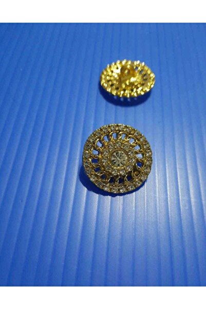 İMREN AKSESUAR Μεταλλικό κουμπί με επιχρυσωμένη πέτρα - 2,5 εκ., 2 τεμάχια