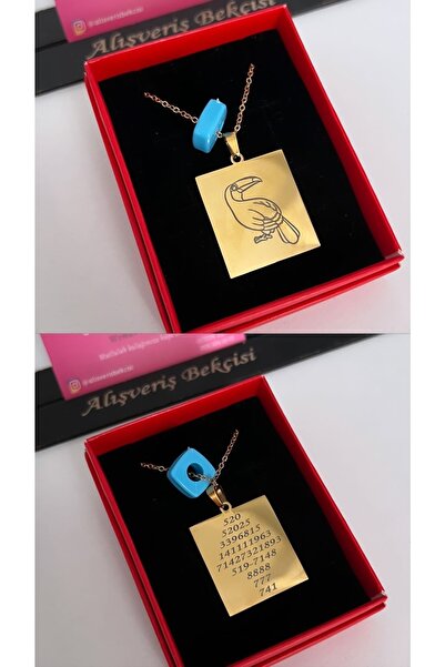 Alışveriş Bekçisi Tukan Kuşu Kare Boncuklu Çelik Kolye