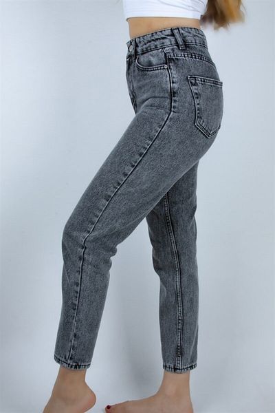 LAMİRA Mom Jean Anthracite Flexible High Waist