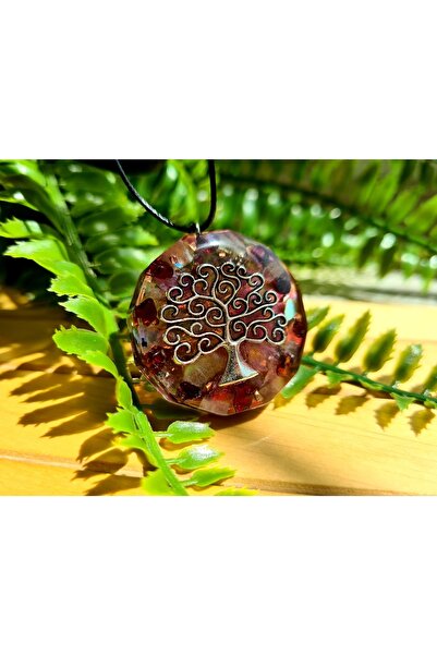 Singincraft Ay Taşı - Aytaşı - Ametist - Garnet - Yaşam Ağacı Orgonit Kolye (EL YAPIMI TASARIM ÜRÜNLER)