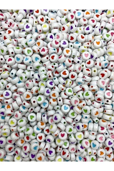 Hobimos 25gr 4x7mm Flat On White Colorful Heart Beads, Heart Jewelry Making Beads ~200Pcs
