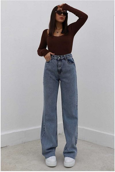 Trn JNS Cold Chocolate Power Lycra Blue Snow Pantaloni de blugi din lycra cu talie super înaltă