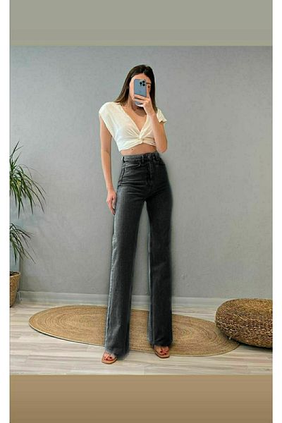Trn JNS 90's Smoked Lycra Super ψηλόμεσο φαρδύ τζιν παντελόνι