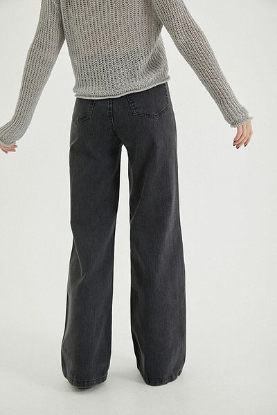 Trn JNS Φουμέ Power Lycra Σούπερ Υψηλή Μέση Χαλαρά Jeans Palazzo Παντελόνι