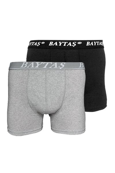 Baytas Γκρι Μαύρο Ανδρικό Μπόξερ 2 Τεμαχίων Classic CottonLycra