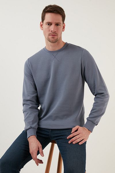 Buratti Pulover pentru bărbați din bumbac cu dungi cu gât crew - 5905241