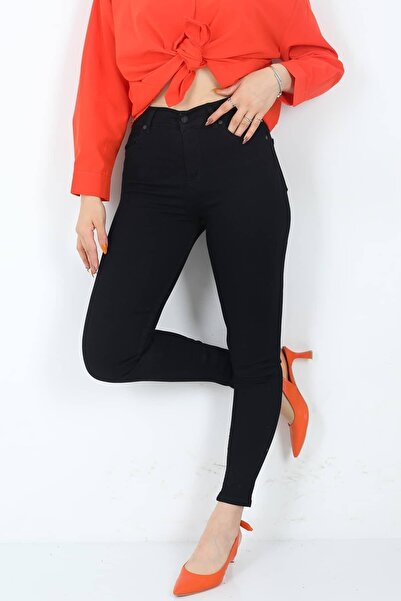 LAMİRA Чорні жіночі брюки з високою талією і вузькими штанинами