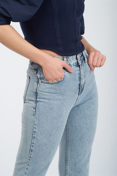 LAMİRA Mom Ice Snow Jean elastic cu talie înaltă