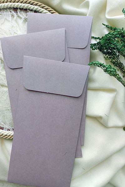 Dekorden 100 Pieces Gray Invitation Envelope 11X22 Cm.