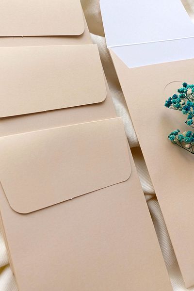 Dekorden 100 Pieces Cream Color Invitation Envelope 11X22 Cm.