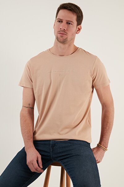 Buratti Κείμενο εμπριμέ Crew λαιμόκοψη 100% βαμβακερή λεπτή εφαρμογή Basic T-shirt Ανδρικό T-shirt 541tactıcal