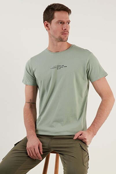 Buratti Yazı Baskılı Bisiklet Yaka % 100 Pamuk Slim Fit T Shirt Erkek T Shirt...