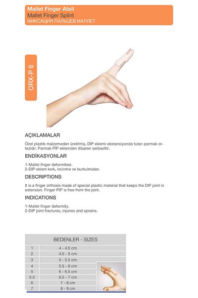 ORLEX Mallet Finger Finger Splint - Size 6