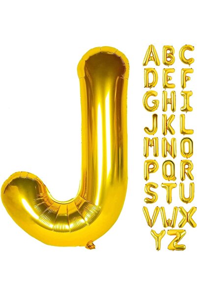 Patladı Gitti J Letter Gold Foil Balloon 16 Inch 36 Cm