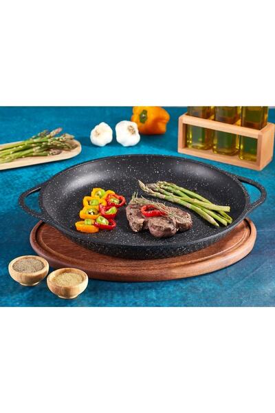 Asey Home صينية لافوني جرانيت مصبوب مقاس 36 سم صينية تحميص وخبز مسطحة