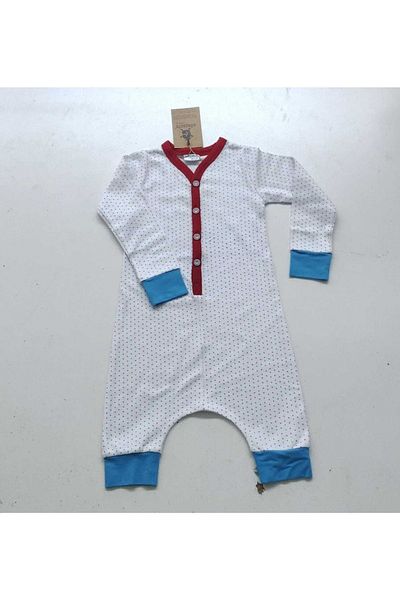 GÖKÇECİK TEKSTİL Baby Loose Unisex Oversize Jumpsuit Pajamas - Polka Dot