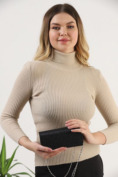 efnanstore Geantă pentru rochie de seară cu sclipici neagră