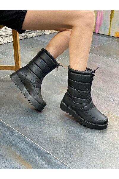 DİVA Siyah Paraşüt Kumaş Kar Botu 1453-01