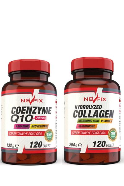 Nevfix Collagen Collagen 1000 mg 120 Tablets + Coenzyme Q-10 Coenzyme 200 mg 120 Tablets