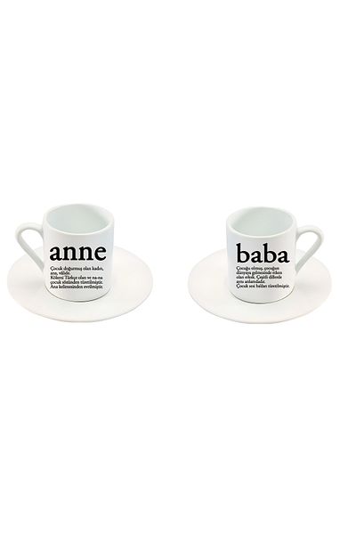 GünayStore Mother & Father Explanatory Dear Couple Turkish Cup Set 4 pieces