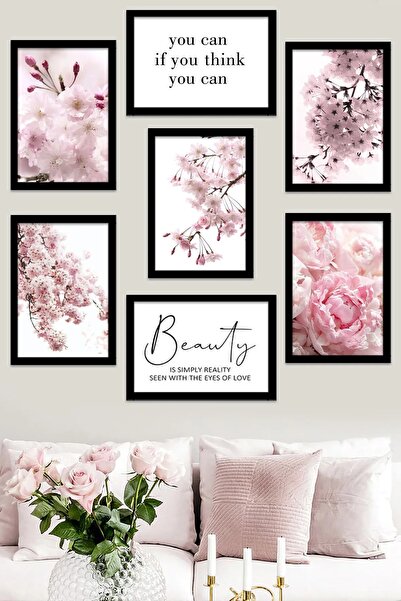 NT Handmade 7 Parça Çerçeve Görünümlü Beauty Duvar Dekoru - Salon Oturma Yata...