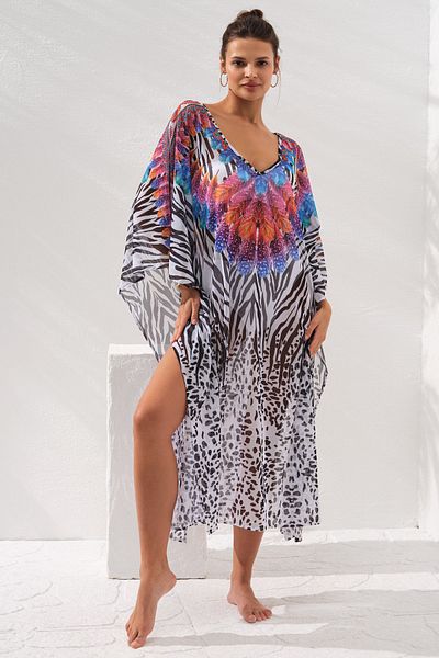Pierre Cardin V-Neck Patterned Dress Pareo