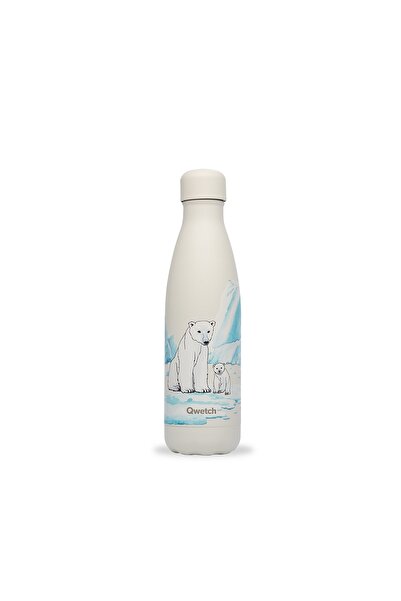 QWETCH Qd3464 Kutup Ayısı Desenli Isı Yalıtımlı 500ml Termos - Fildişi
