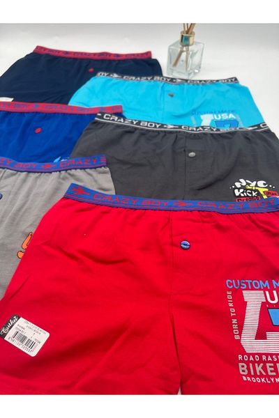 Tutku Children's Elastane Printed Boxer Set of 6