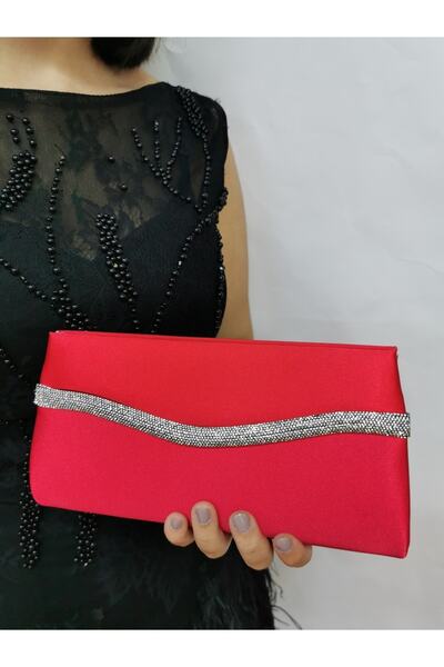 NAZART Жіноча атласна червона сумочка з камінням, клатч, портфель, вечірня су...