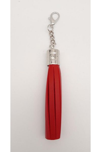 angel çanta aksesuar Red Color Faux Leather Sleeve Tassel with Silver Metal