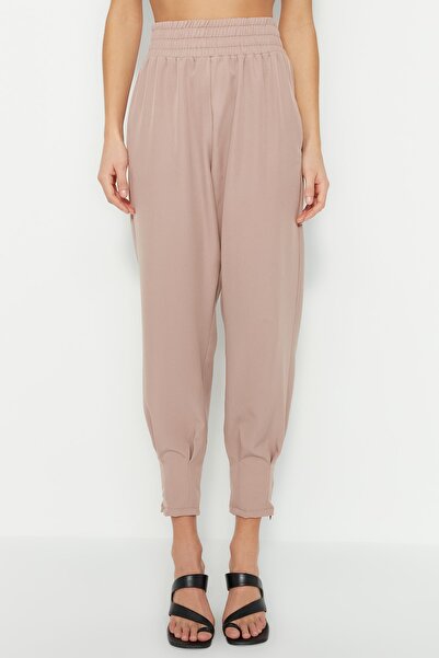 Trendyol Collection Mink Woven High Waist Elastic Trousers TWOSS23PL00184