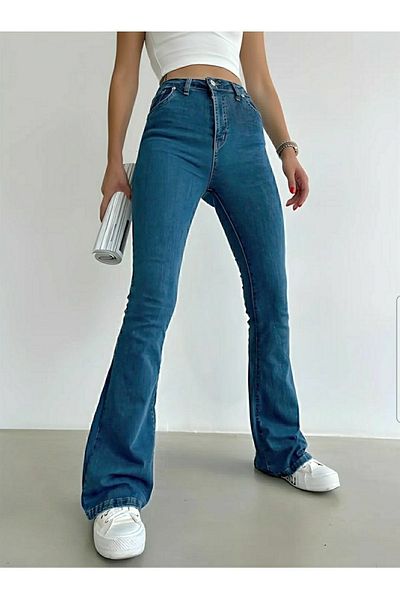 Trn JNS Josef Medium Blue Spaniol Fit Jean Spaniolă Femei Power Lycra Femei Talie Înaltă