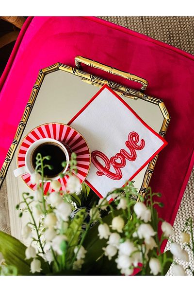 ge living Love Handwritten Patterned Pink Cocktail χαρτοπετσέτα - (1 Τεμάχιο)