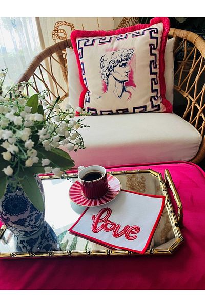 ge living Love Handwritten Patterned Pink Cocktail χαρτοπετσέτα - (1 Τεμάχιο)