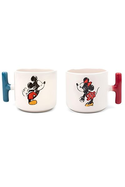 GünayStore Mickey & Minnie Printed Lover Couple Mug with Colorful T Handle