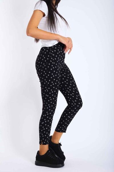 Blues Outlet Pantaloni negri florali Bengalin de damă-negri