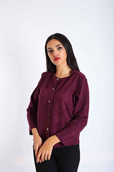 Blues Outlet Γυναικείο Suede Jacket-μωβ