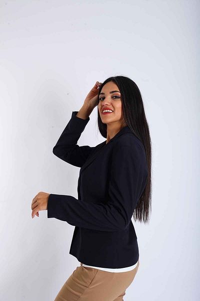 Blues Outlet Jachetă de damă cu guler scurt-albastru închis