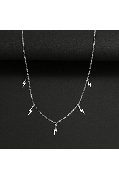 design albatros jewelry Şans Kolyesi Şimşek Sevgiller Günü Gümüş Kolye