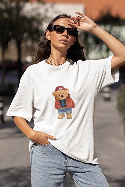 Usaspor Tedy Bear Teddy Bear Σχέδιο Oversize Tshirt-Tshirt