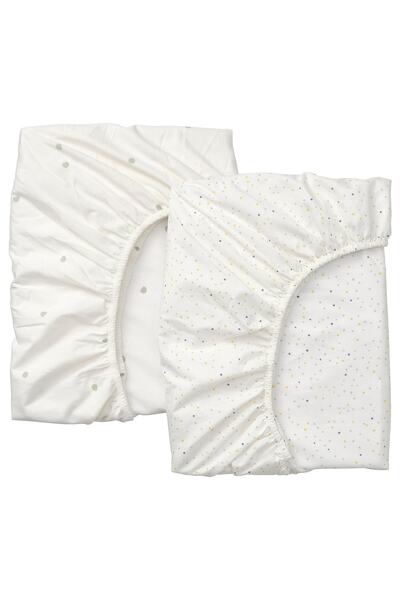 Hobiceyiz ملاءة سرير أطفال مطاطية منقوشة باللون الأبيض مقاس 60x120 سم - درومسلوت