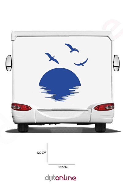 Dijitonline Autocolant Caravan Moon - Autocolant Mare și Pasăre - 120x102 Cm