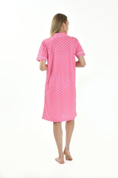 Yeni İnci Polka Dot Short Sleeve Women's Nightgown Bpj1841