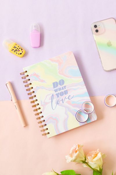 Matt Notebook A5 15x21 Cm Spiral Elastic Lined Notebook Undated