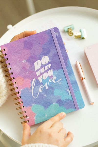 Matt Notebook A5 15x21 Cm Spiral Elastic Lined Notebook Undated