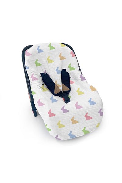 DEUX LAPINS 100% Cotton Muslin Stroller Cover Rainbow Lapin - Multicolored Rabbits